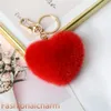 7 centímetros real Genuine Fur coração em forma de bola Pompom encanto do saco Keychain Pendant Chaveiro borlas