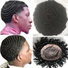 Afro Curl 360 Wave Mono с НП свисающих Мужской заменой парика полного шнурок Toupee Мужчина Hairpieces Indian Virgin человеческих волос для мужчин Black