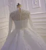 2020 Vintage Muslim Långärmad bollklänning Bröllopsklänning Bröllopklänningar Hög Neck Lace Appliqued Beaded Plus Size Robe de Marie