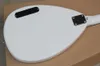Chitarra elettrica semi vuota bianca di spedizione gratuita con ponte fisso, tastiera in palissandro, battipenna nero, personalizzabile
