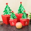 20 PCS LOTE Caixa de presente da árvore de Natal com sinos amarrados 3d Candy Box Cookie Pacote desenho animado Artesanato de papel de embrulho vermelho