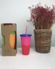 Con coperchio Bottiglia d'acqua in cannuccia Tazze che cambiano colore Bicchieri Bicchiere in plastica magica Tazza da caffè per la protezione dell'ambiente
