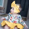 Ensemble de vêtements hiver chaud infantile bébé fille à manches longues imprimé fleuri hauts + shorts + bandeau vêtements tenue ropa recien nacido