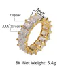 Hip Hip Sigle Row Iced Out 360 Eternity Gold Bling Rings Micro Pave Cubic Zirconia 14K Gold Plated Hip Hop Ring With Present Box1940876