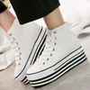 Canvas Gevulkaniseerd Wiggen Schoenen High-top Vrouw Platform Sneakers Schoenen Verborgen Hak Hoogte Toenemende Casual Flats B083802113273