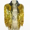 Stage Wear Beyonce Bar Singer Costume da uomo Flash Drill Super Lungo Frangia Giacca nappa Giacca Giacca Uomini Rave Vestiti Jazz Sequin Top DNV10064