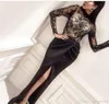 2019 дешевые арабский сплит вечернее платье с высоким воротом с длинными рукавами вечернее платье выпускного вечера ну вечеринку платье на заказ плюс размер
