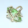 Nouvelle arrivée anneau vert libellule créatif pour femmes bijoux anneaux de pierre verte olive
