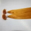 Dhl fedex fri silke rak naturlig brun röd färg brasilianska malaysiska indiska peruanska fusion nagel du tips oskuld remy mänskliga hårförlängningar
