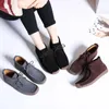 Hot Sale-2019 New Women Boots Leather Suede Lace-up Snow Women Winter Warm Plush With F ur Ankle For Women Botas Mujer