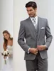Klasik Tasarım Gri Damat Smokin Çentik Yaka Yan Havalandırma Groomsmen Erkek Düğün Popüler Adam Blazer Suits (Ceket + Pantolon + Yelek + Kravat) 718