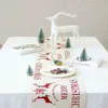 Kerst Tafel Doek Kerst Ornament Katoen Gedrukt Tafel Covers Sneeuwvlok Elanden Sneeuwman Santa Cartoon Xmas Tafel Flag Decor 28 * 270cm