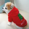 Abbigliamento natalizio per cani da compagnia Addensare vestiti per cuccioli in pile con cappuccio Autunno Inverno Costume per cani in cotone