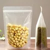 [все размеры] Прозрачная упаковочная упаковочная сумка матовой пластиковой плоской дна Самостоятельная сумка пахнуть пахнуть пакетные сумки для конфеты еда фруктовый чай
