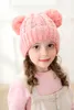 Chaud Enfants Tricot Crochet Bonnets Chapeau De Noël Chaud Filles Double Ball Cap En Plein Air Pom Ski Cap Pour Enfants Christams 12 Couleur DHL WX9-1611