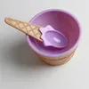 Reusable Ice Cream Bowl with a Spoon Colorful Plastic Ice Cream Bowl lovely kids Ice Cream Dessert Bowls Couple Children Tableware