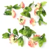 2.4m Artificial Plastic Rose Flower Green Leaves Garland Home Garden Wedding Party Decorations