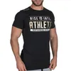 Hommes 2019 été nouveaux gymnases coton t-shirt Fitness musculation chemises à manches courtes mâle mode décontracté t-shirts hauts vêtements