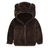 Kids Jackets Rabbit Ear Fur Fleece Hoodies Boys Solid Hooded Coat Zipper Sweater Designer Winter Jumper Boutique Sweatshirts Ytterwear D6283