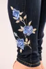 Lady Casual Jeans Pants Europe Russia New Trend embroidery flowers Jeans cute blue Cotton Denim Patchwork pockets Button zipper long Pants