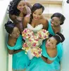 2021 Country Mermaid Turquoise African Bridesmaid Dresses Off The Shoulder Plus Size Lace Maid of Honor Bridal Party Wedding Guest266R