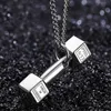 Barbell Dumbbell Titanium Steel Necklace Personality Stainless Steel Geometric Type Hollow Domineering Fitness Clavicular Chain