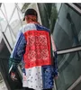 2019 봄 여름 꽃 인쇄 남자 대형 셔츠 불규칙한 밑단 디자인 빈티지 남자 긴 셔츠 펑크 힙합 스트리트웨어 235s