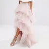 Gorgeous Light Pink Tulle Spódnica Drewniane Wielopoziomowe Puffy Kobiety Tutu Spódnice Tanie Formalne Koktajl Party Suknie Wysokie Niski Długie Spódnice Custom Made