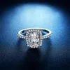 Drop Shipping Hot Sale Simple Fashion Jewelry 925 Sterling Silver Cushion Shape White Topaz CZ Diamond Women Wedding Band Ring Gift