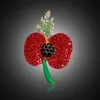 Brosche der Royal British Legion mit Mohnblumen-Brosche, festliches Partyzubehör, UK-Gedenktag, Brustnadel mit rotem Strasssteinkristall
