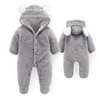 Ontwerper Babykleding Solid Baby Meisjes Hooded Rompertjes Warm Baby Boy Jumpsuits Cute Peuter Uitloper Kerst Baby Kleding 3 Stks DW4158