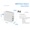 45W PD شاحن USB C محول الطاقة PD / QC3.0 Type-C 3Port Wall تهمة لأجهزة الكمبيوتر المحمولة USB-C / MacBook / Xiaomi / Samsung Chargers