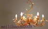 American Pastoral golden iron petal flower pendant light lamp bedroom dining room handing lighting MYY