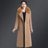 Autumn Winter Woolen Coat Women New 2019 Fashion Elegant Solid color Large size Woolen Jacket Women Fur collar Long Coat S451