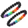 Les sept bracelets chakra bracelet de perles pour hommes femmes bracelet en pierre empereur naturelle charme de calcul biliaire noir bijoux de mode perles de 8 mm