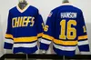 Stitched Brothers Slap Shot Maglia da hockey Charlestown Chiefs 16 Jack 17 Steve 18 Jeff Hanson 7 Francine Dunlop 3 Killer Vintage CCM Movie Maglie blu bianche