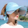 SILOQIN 2019 nouveau été femmes chapeaux de soleil vide chapeau haut de forme pare-soleil rétractable dames Anti-UV surdimensionné visière femmes chapeaux de plage