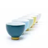 6 gökkuşağı renkli çay bardağı seti sevimli Çin kong fu çay fincanları yüksek kaliteli porselen asya partisi ev taşınmasız hediyeler