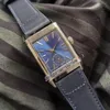 MGF Reverso Tribute Duoface 398258J JLC 854A/2 Автоматические мужские часы со стальным корпусом Синий белый циферблат Синий кожаный ремешок PTJL New Puretime 5A01d4