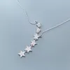 Authentic 925 Sterling Silver Starling deslumbrante colares pendentes de estrela de Tassel Tassel para mulheres acessórios de jóias de noivado de casamento