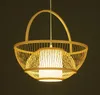 Bambu vime Rattan Basket abajur Pendant Lighting Rustic país asiático Artístico Luz E27 Lâmpadas de suspensão para o Kitchen MYY