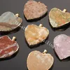 10pcs natürlichen groben Kristall Herz Stein Anhänger vergoldet Rand Herzform rohen rosa Quarz Edelstein Anhänger Bild Jaspis unakite Citrin