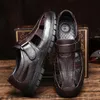 Sandálias Sandles Mens Verão Couro Clássico Romano Ao Ar Livre Handmade Caminhada Passeio Buraco Sapatos Sapatos Sandalia Masculina