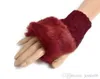 NEUE Frauen Mädchen Gestrickte Faux Kaninchen Pelz Handschuhe Fäustlinge Winter Arm Länge Wärmer Outdoor Fingerlose Handschuhe Bunte XMAS Party Bevorzugung 200 stücke