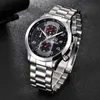 BENYAR Mode Chronographe Sport Montres Hommes Bracelet En Acier Inoxydable Marque Quartz Montre Horloge Relogio Masculino Reloj Hombre black1724