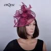 Chapéu fascinator sinamay clássico de 26 cores em formato ESPECIAL com penas para festa de casamento na igreja de Kentucky Derby2958501