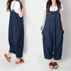 여성용 JumpSuits Rompers 가을 여성 하렘 느슨한 청바지 데님 스트랩 드롭 된 가랑이 넓은 다리 카우보이 아늑한 9 팬츠 큰 szie