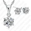 Jóias de casamento de topo Jóias Conjunto Áustria Crystal Stud Brincos Colar 925 Colar Pingente Nice