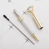 Diamond Pen Big Crystal Point Pens Stationery Ballpen الزيتي تدوير ملتوية أسود ملتوية