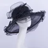 2019 Ivoire Large bord Organza Chapeau Net chapeau Plume fascinateur Chapeau robe formelle pour Kentucky derby église courses de mariage fête